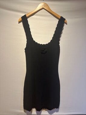 wild fable Black Knit Tank Dress with Floral Knit Accent
